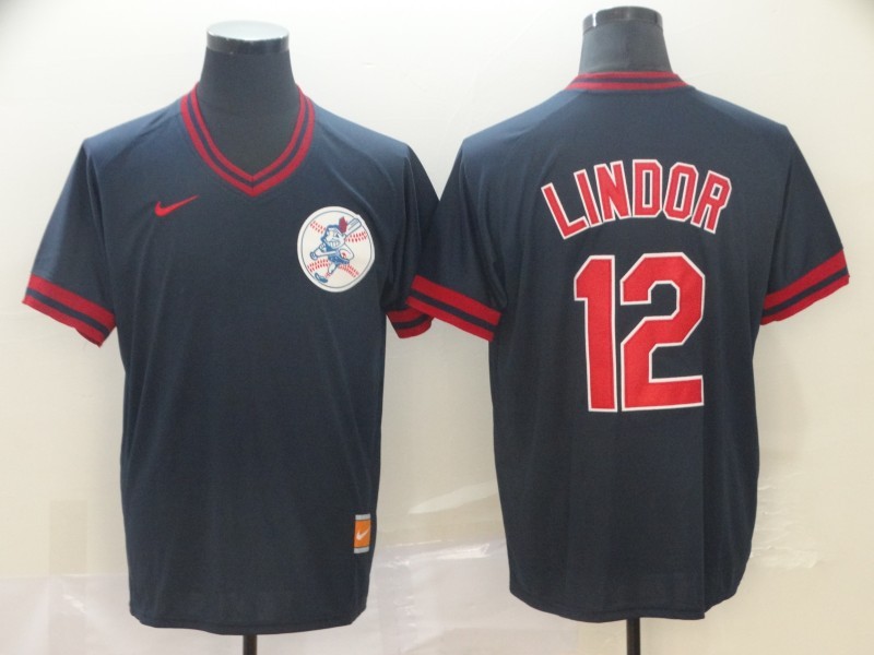 Men's New York Mets Francisco Lindor #12 Navy Baseball Jersey